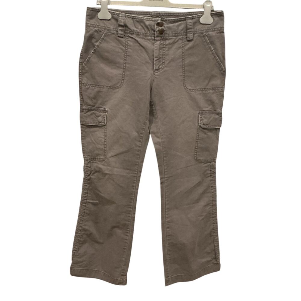 Vintage American Eagle Womens Y2K Cargo Flare Twill Pants Size‎ 10 Grey Gorpcore
